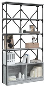 Estante 100x26x180 cm derivados de madeira e metal cinza sonoma