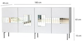 Console Paris – Branco e Prateado – 180 cm x 80 cm x 40 cm