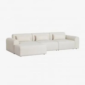 Sofá Chaise Longue Esquerdo Modular De 3 Peças Em Tosquia Borjan Chenille Branco - Sklum