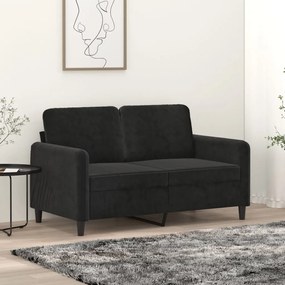 vidaXL Sofá de 2 lugares veludo 120 cm preto