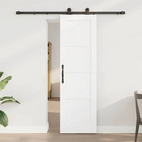 vidaXL Porta Deslizante com Conjunto de Ferragens Branca 61x198,5 cm Madeira Sólida de Pinus