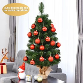 Árvore de Natal  artificial de 90 cm fácil de montar com folhas de PVC Ramos Suporte metálico e base de cimento Verde