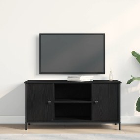 Armário de TV vidaXL Carvalho Preto 100x40x50 cm Madeira e Aço