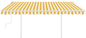 Toldo retrátil manual com luzes LED 4x3,5 m amarelo e branco