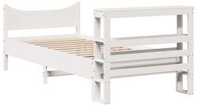 Estrutura de cama com cabeceira 90x190 cm pinho maciço branco