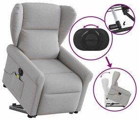 Poltrona elétrica elevatória massagens tecido cinzento-nublado