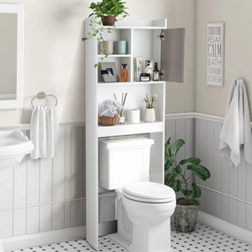 Armário para Casa de Banho sobre o Sanita, prateleira que economiza espaço, organizador de 4 camadas 60 x 20 x 174 cm branco