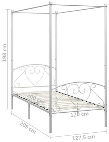 Estrutura de cama com dossel metal 120x200 cm branco