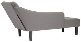 Chaise lounge com apoio de braço direito em tecido cinza