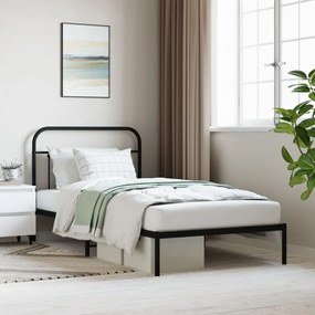 vidaXL Estrutura de cama com cabeceira 107x203 cm metal preto
