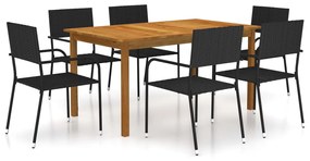 vidaXL 7 pcs conjunto de jantar para jardim preto