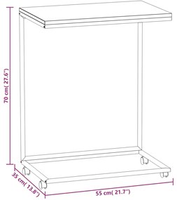 Mesa de apoio c/ rodas 55x35x70 cm derivados de madeira preta