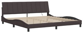 Estrutura de cama sem colchão 200x200 cm tecido castanho-escuro