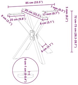 Pé de mesa de jantar em formato de aranha, branco, 85x85x(72-73) cm, a