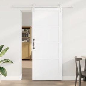 Porta Deslizante vidaXL com Conjunto de Ferragens Branca 86x211 cm Mad