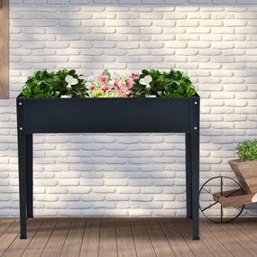 Floreira elevada com 2 orifícios de drenagem para frutas, legumes e flores, para interior e exterior, 100 x 30 x 80 cm, cinza escuro
