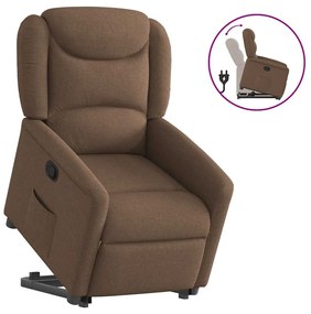 vidaXL Poltrona reclinável elevatória tecido castanho