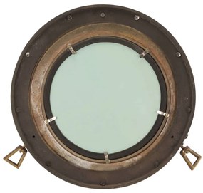 Espelho de parede estilo escotilha Ø38 cm alumínio e vidro