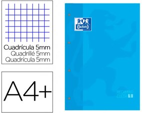 Recarga Cor 1 Oxford Din A4+ 80 Folhas 90 gr Quadricula 5 mm 4 Furos Cor Turquesa