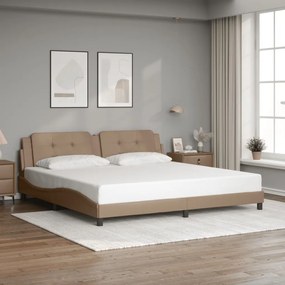 vidaXL Estrutura cama cabeceira 200x200 cm couro artificial cappuccino
