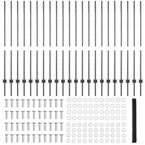 Postes de Cerca vidaXL 22 pcs Canal U Cinza 140 cm Aço, Cerca Hexagona