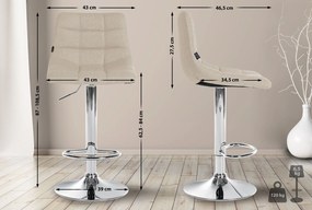Conjunto de 2 bancos altos Jerry em tecido com estrutura cromada 87-108,5 x 43 x 46,5 cm Creme