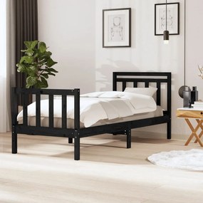 vidaXL Estrutura de cama 100x200 cm madeira maciça preto