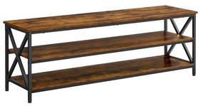 Aparador de TV com prateleiras abertas e moldura em aço X. | VASAGLE | 147 x 40 x 50 cm | preto | LTV100B01.