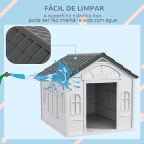 PawHut Casa para Cães 84,2x98,2x82 cm Casa para Cães com Janelas e Tet
