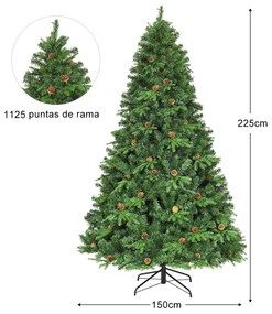 Árvore de Natal iluminada de 2,25 m com suporte Árvore de Abeto Artificial Decoração de Natal em Casa Festa Verde