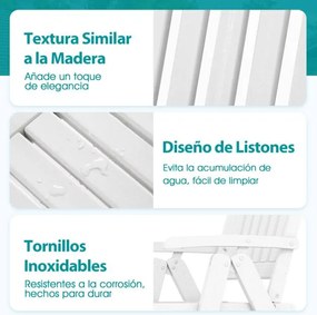Cadeira dobrável para jardim em HDPE para todas as condições meteorológicas com apoios para os braços, encosto curvo e assento com ripas Branca