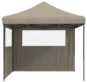 Tenda p/ festas pop-up dobrável c/ 2 paredes cinza-acastanhado