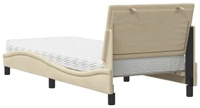 Cama com colchão 90x190 cm tecido cor creme