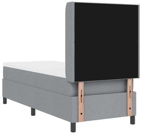 Cama com Estrado e Colchão Cinza Claro 90x190 cm em Tecido