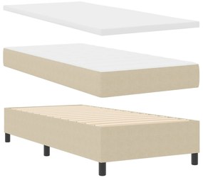 Cama Box Spring com Colchão Verde Claro Cinza 90x200 cm Tecido de Velu