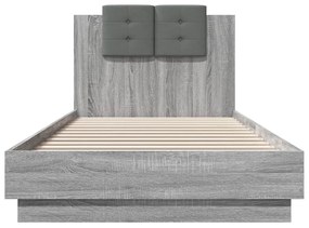 Estrutura de cama c/ cabeceira derivados madeira cinza sonoma