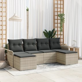 Conjunto de Sofá de Jardim vidaXL 6 Peças com Almofadas Rattan Sintéti