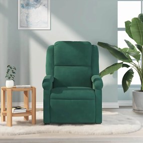 Poltrona de massagens reclinável veludo verde-escuro