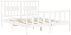 Cama sem colchão 160x200 cm madeira de pinho maciça branco