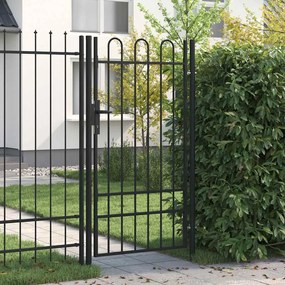 vidaXL Portão de vedação individual c/ topo arqueado aço 1x1,75m preto
