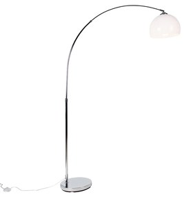 LED Candeeiro de arco inteligente cromado com cúpula branca incl. Wi-Fi A60 - Arc Basic Moderno,Design,Retro