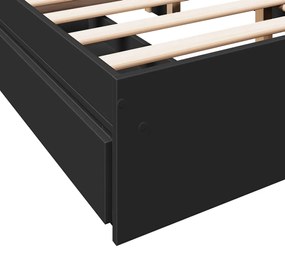 Estrutura de cama c/ gavetas 140x200 cm derivados madeira preto