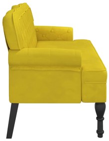 Banco com encosto 119,5x64,5x75 cm veludo amarelo