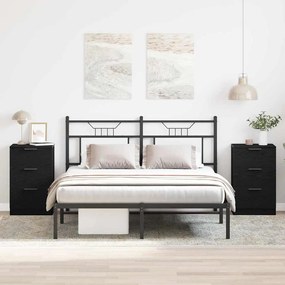 Conjuntos de Mesas de Cabeceira vidaXL 2 peças Carvalho Preto 40x65x65 cm Feitas de Madeira Engenharia