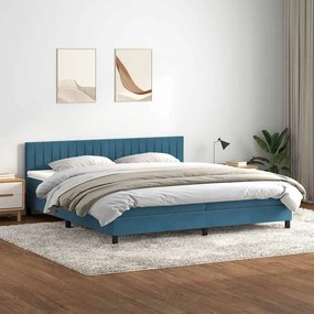 vidaXL Cama box spring c/ colchão e LED 180x220 cm veludo azul-escuro