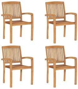 vidaXL Cadeiras de jardim empiháveis 4 pcs madeira teca maciça