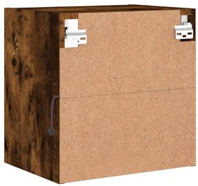 Mesa de cabeceira de parede com luzes LED carvalho fumado