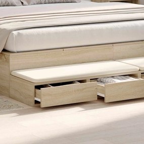 Gavetas de Cama Carvalho Sonoma 200x36,5x16,5 cm Madeira Revestida