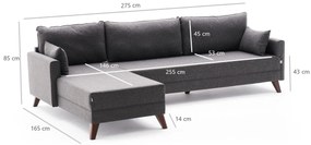 Sofá de Canto Bella – Antracite – 275x85x81 cm