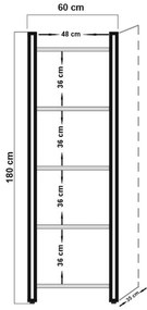 Estante Cosmo – Pinheiro Atlântico Preto – 60x180x35 cm